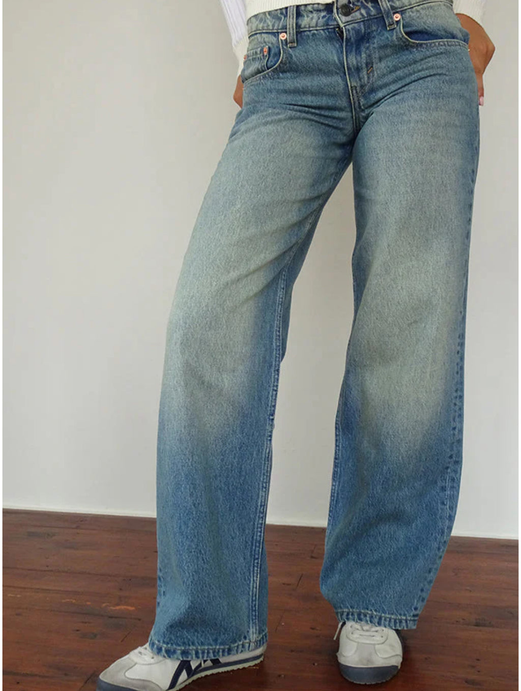 Low Rise Parallel Jeans - Vintage Blue Green