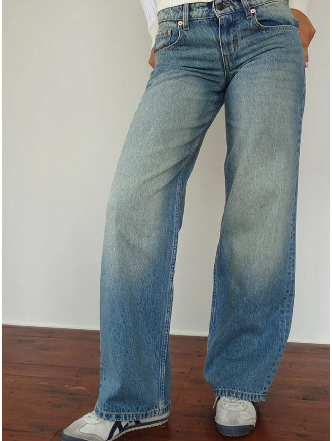 Low Rise Parallel Jeans - Vintage Blue Green
