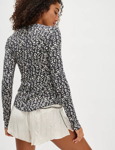 Going Places Printed Cardi- Grey