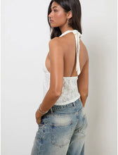 Load image into Gallery viewer, Cosimo Halterneck Top- Jacquard Knit Ivory
