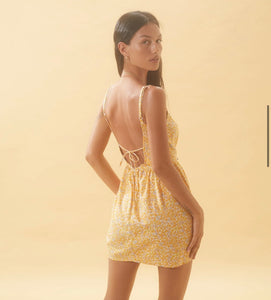 Ramone Mini Dress - Flower Garden Yellow