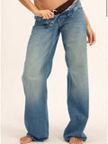 Low Rise Parallel Jeans - Vintage Blue Green