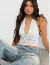 Load image into Gallery viewer, Cosimo Halterneck Top- Jacquard Knit Ivory