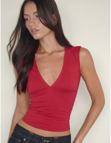 Emberly Plunge Top- Adrenaline Red