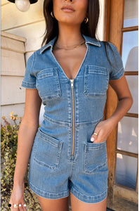 Ranch Romper- French Blue