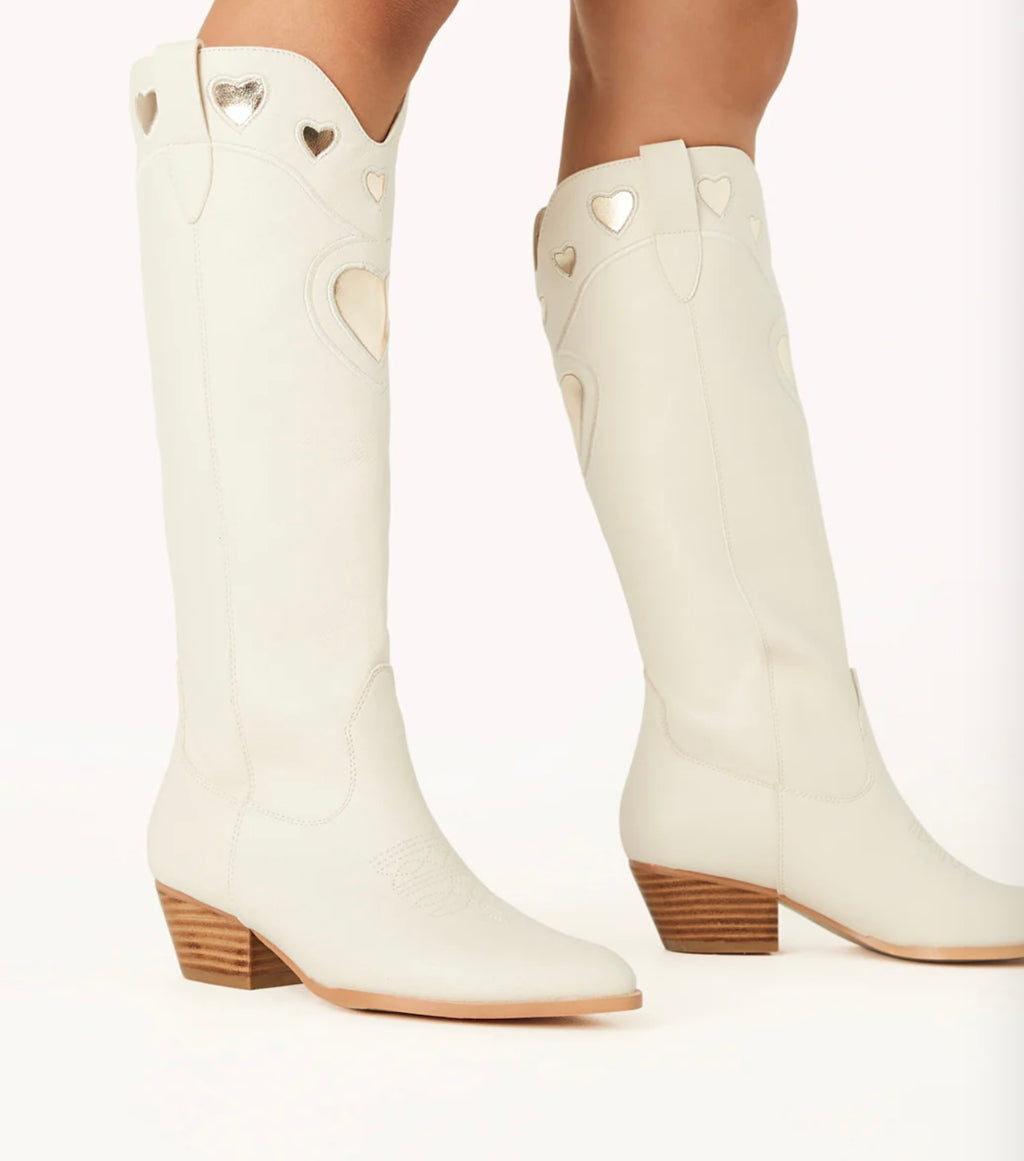 Velma Boots - Ivory-Gold Metallic