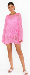 Paula Pullover - Bubblegum Pink Crochet
