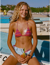 Load image into Gallery viewer, Pami Bikini Top- Purple And Red Radiant Lines With Beads