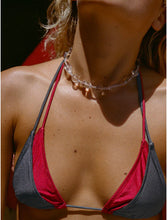 Load image into Gallery viewer, Pada Double Layer Bikini Top- Charcoal And Red