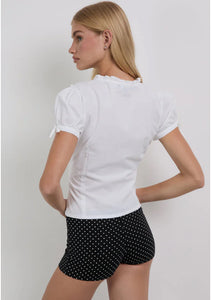 Legra Frill Neck Shirt In Poplin White