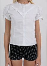 Load image into Gallery viewer, Legra Frill Neck Shirt In Poplin White