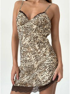 Philena Mini Slip Dress - Wild Leopard