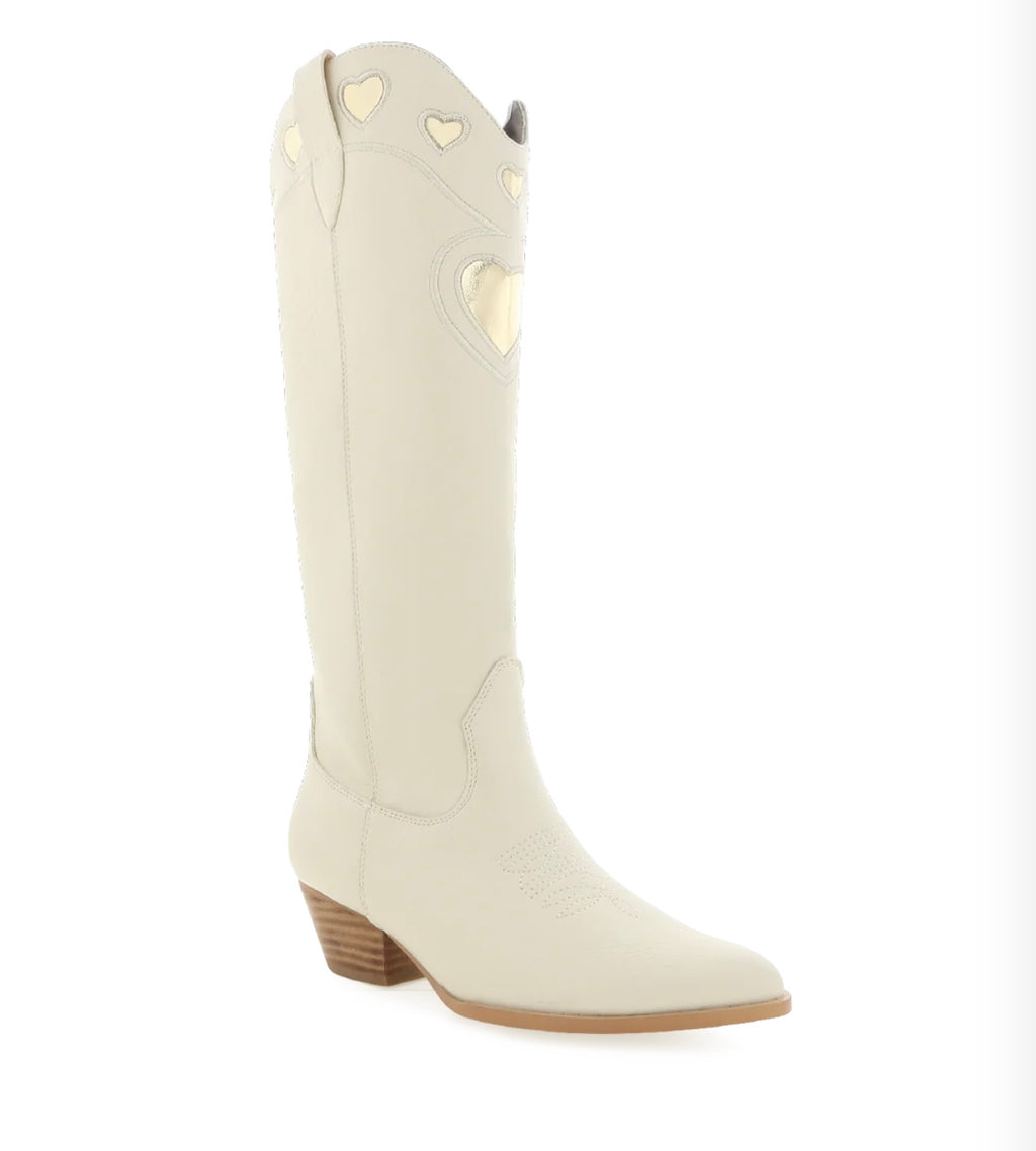 Velma Boots - Ivory-Gold Metallic