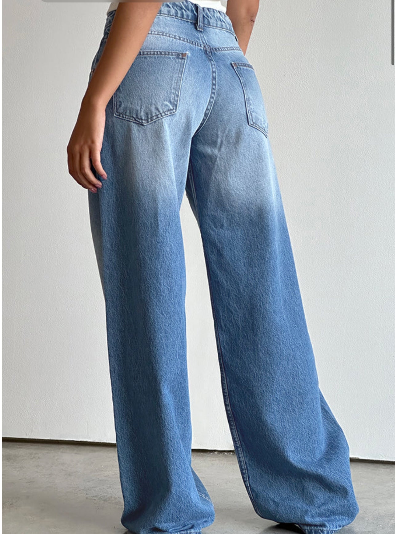 Roomy Low Rise Jeans In Marine Blue Wash