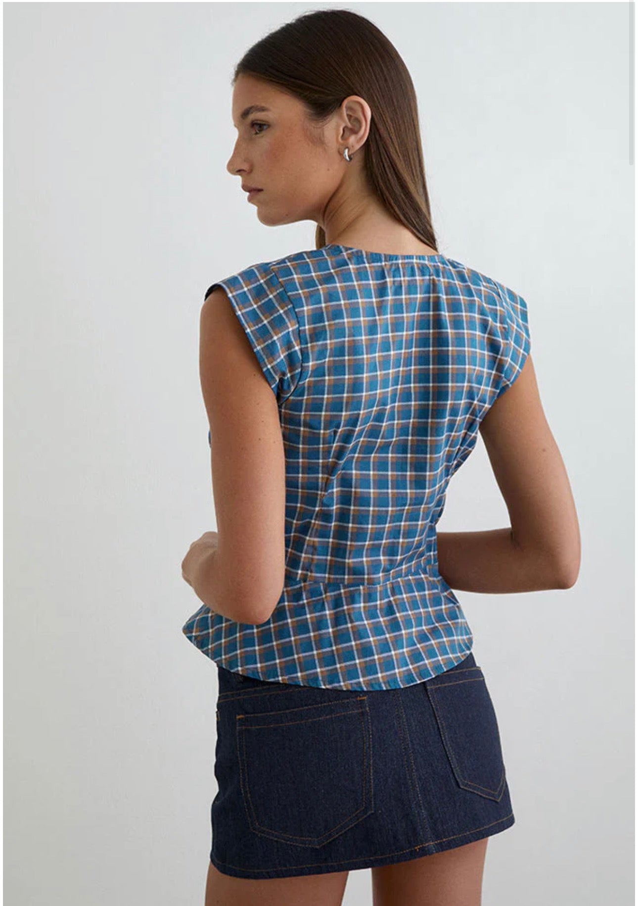 Devlon Blouse In Tartan Blue