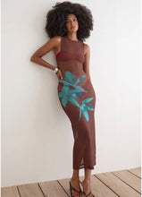 Load image into Gallery viewer, Fay Midi Dress- Brown With Blue Desert Rose