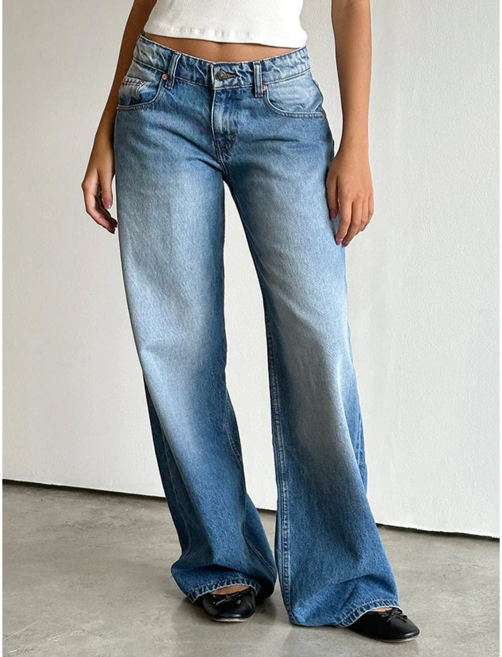 Roomy Low Rise Jeans In Marine Blue Wash