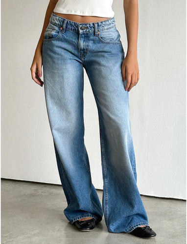 Roomy Low Rise Jeans In Marine Blue Wash