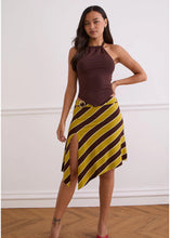 Load image into Gallery viewer, Sherry Split Midi Skirt- Stripe Retro Yellow