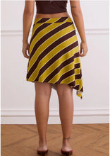 Load image into Gallery viewer, Sherry Split Midi Skirt- Stripe Retro Yellow