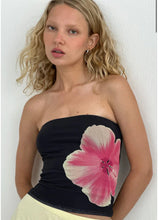 Load image into Gallery viewer, Peggy Bandeau Top In Watercolour Floral Black And Pink