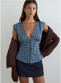 Devlon Blouse In Tartan Blue