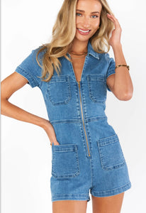 Ranch Romper- French Blue