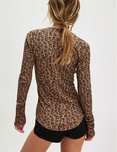 Going Places Printed Cardi- Brown