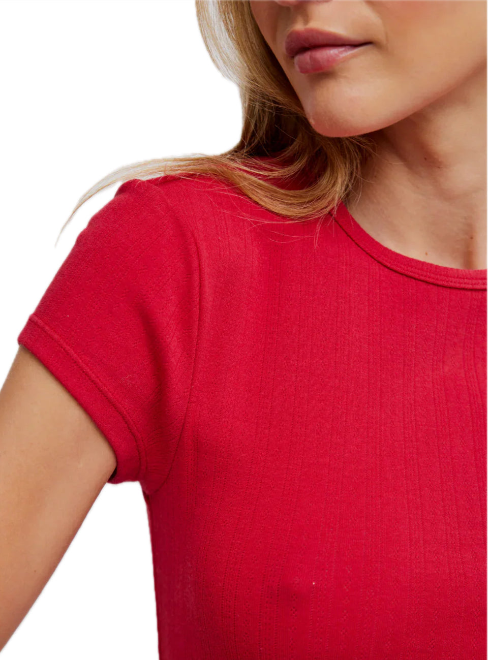 Wait A Minute Baby Tee- Lipstick Red