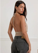 Load image into Gallery viewer, Karise Plunge Top In Glitter Lurex Mesh Cream