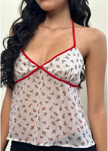 Micha Halter Top In Ditsy Floral Ivory