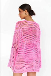Paula Pullover - Bubblegum Pink Crochet