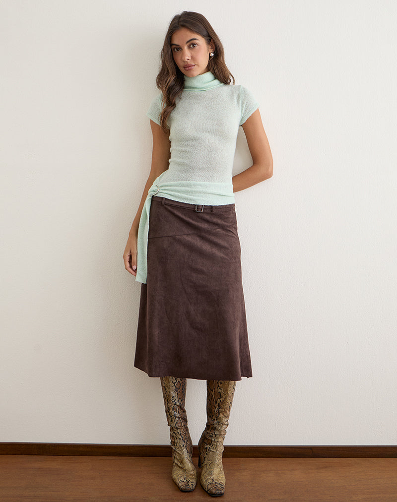 Jian Top with Buckle Waist in Sheer Knit Mint