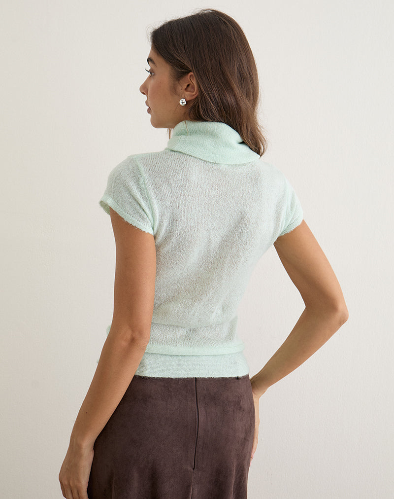 Jian Top with Buckle Waist in Sheer Knit Mint