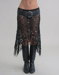 Motel Rocks Maritza Midi Skirt in black crochet knit at Miss Behavin'