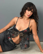 Load image into Gallery viewer, Nukara Butterfly Top in Lace Midnight Bloom