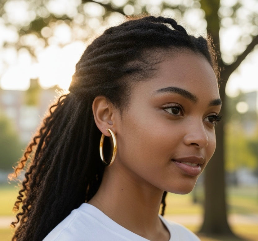 Charollete ear rings gold jewelry at Miss Behavin'