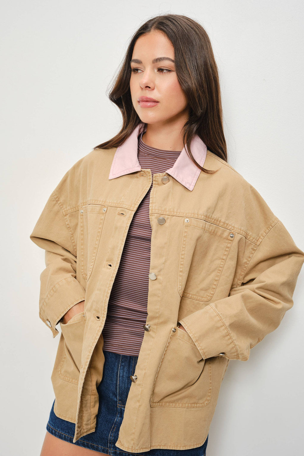 Milan Jacket khaki pink at Miss Behavin'