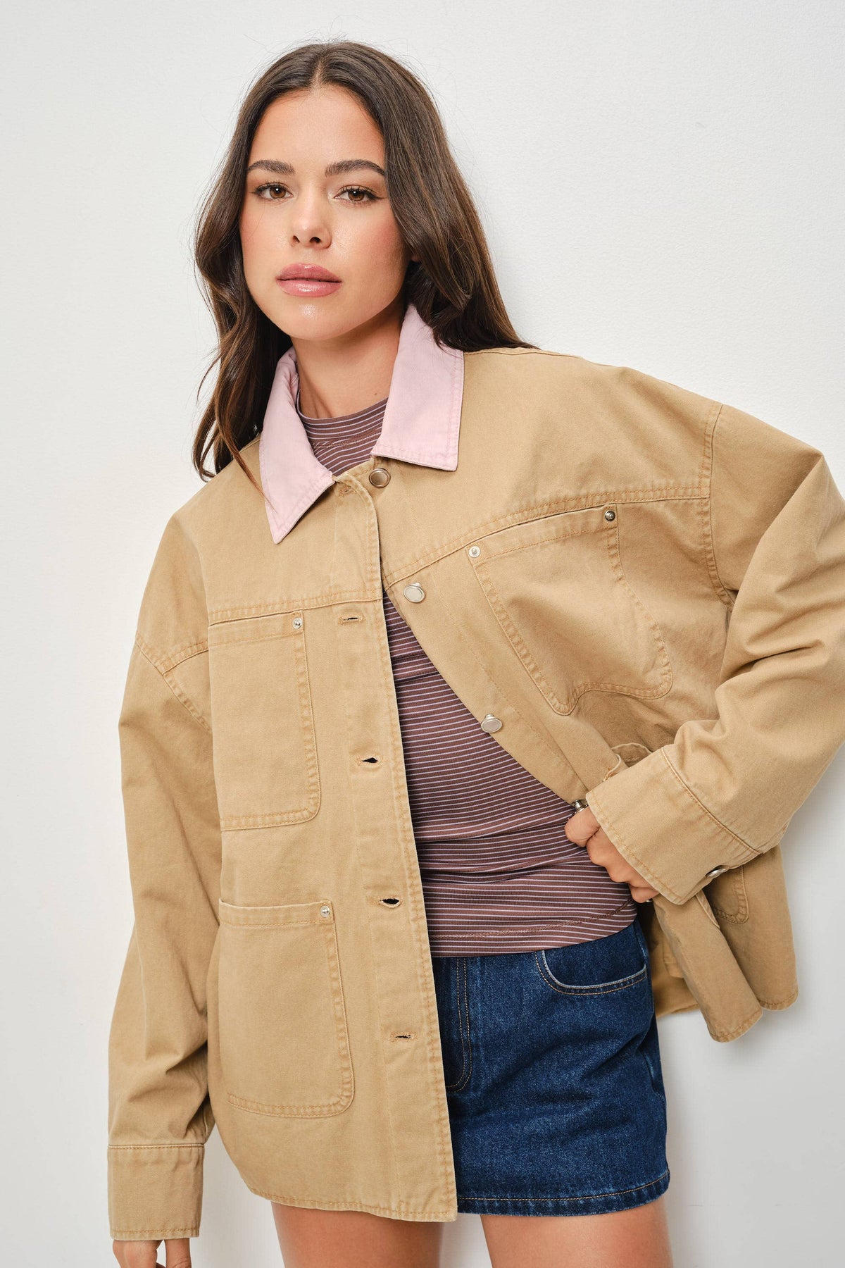 Milan Jacket khaki pink at Miss Behavin'