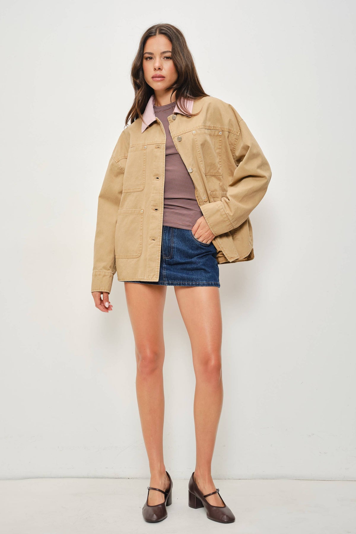 Milan Jacket khaki pink at Miss Behavin'