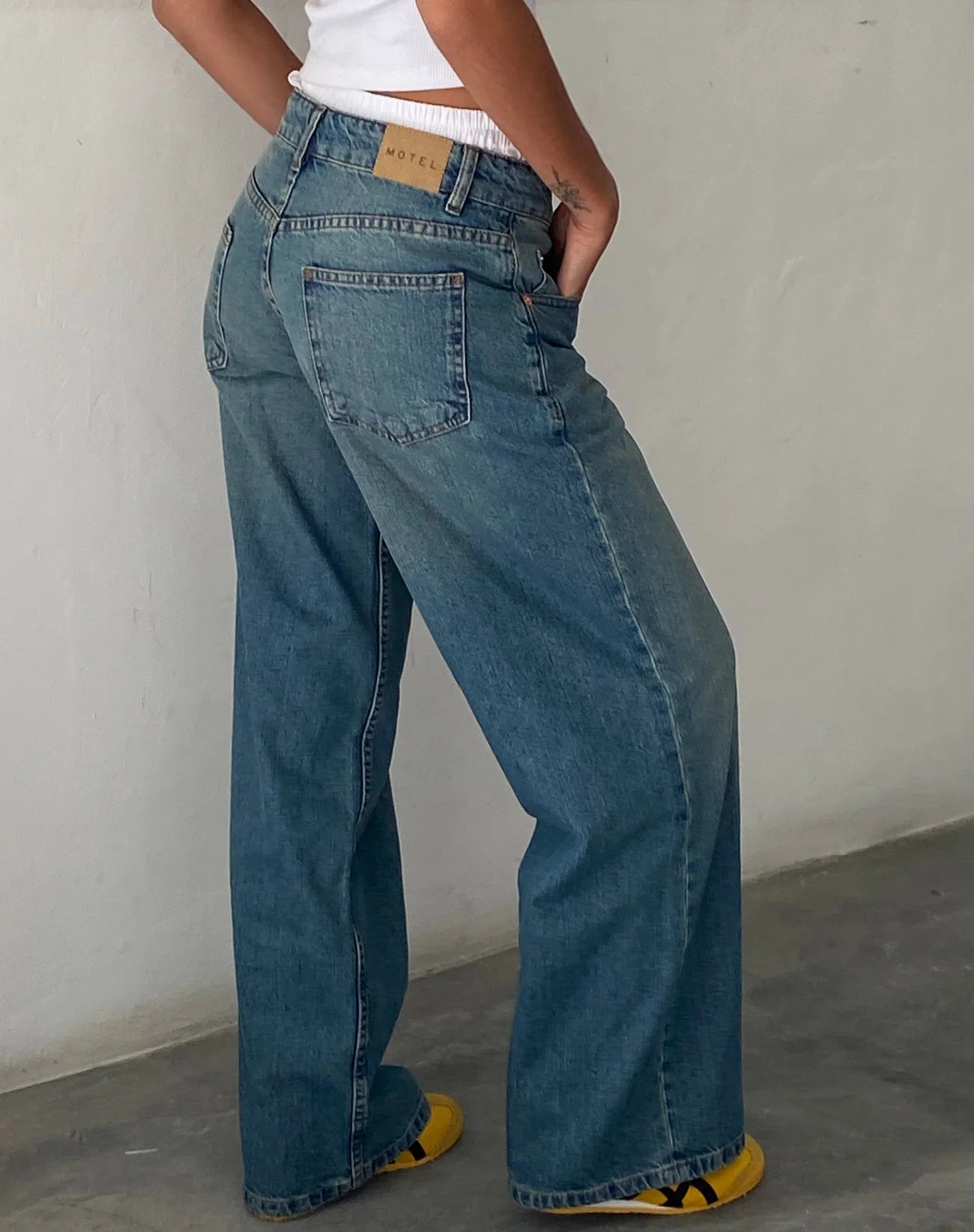 Roomy Extra Wide Low Rise Jeans - Vintage Blue Green