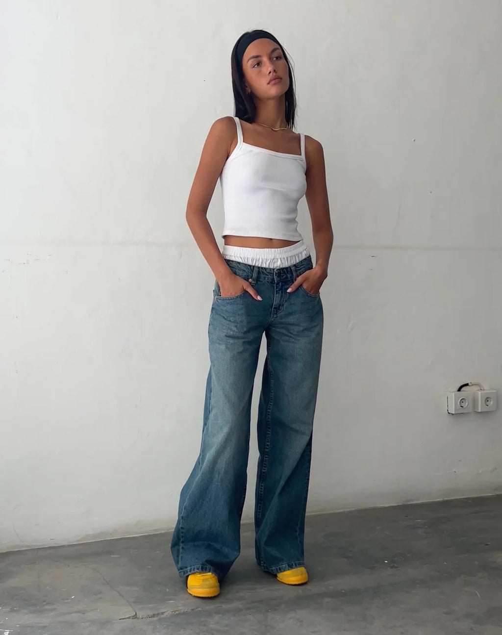 Roomy Extra Wide Low Rise Jeans - Vintage Blue Green
