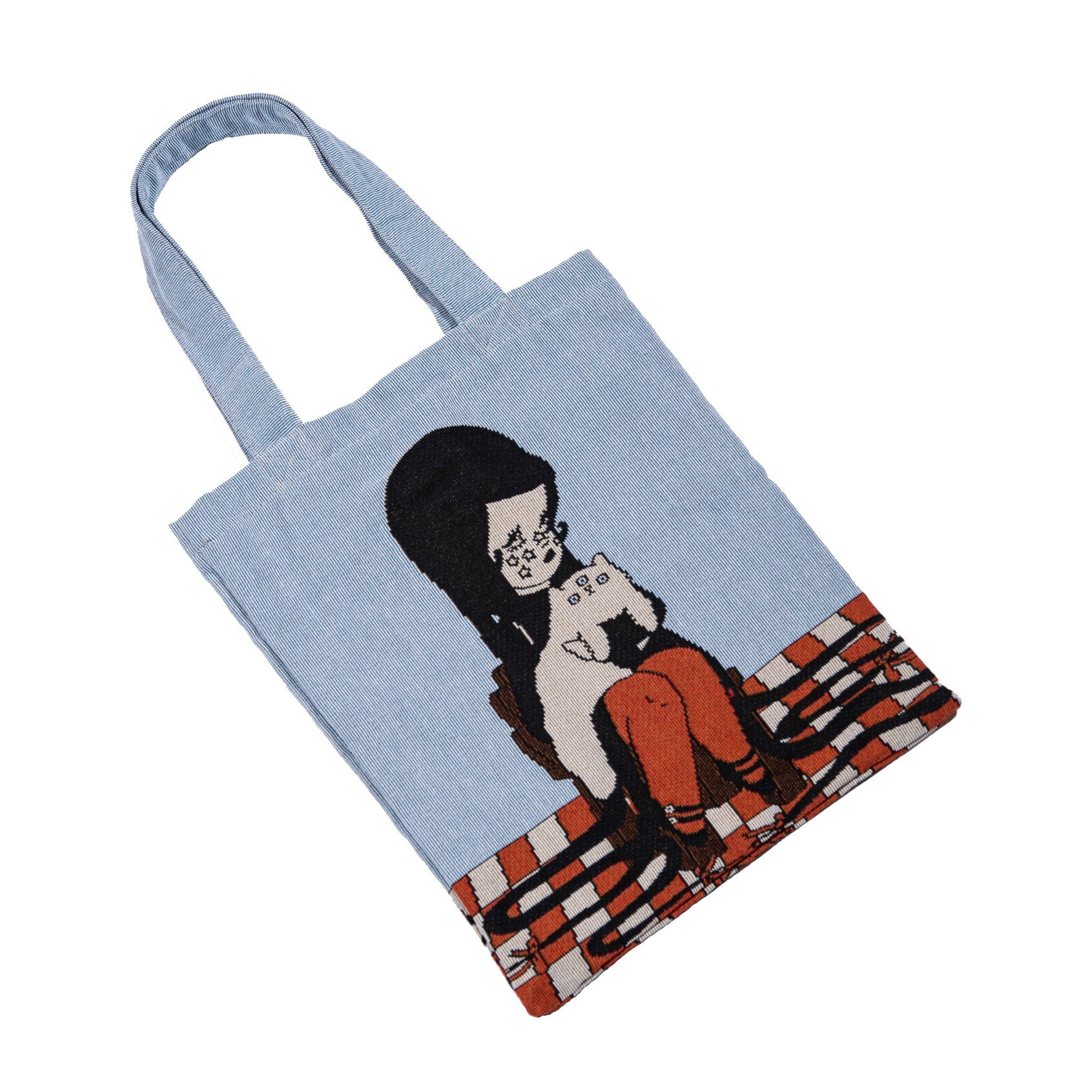 Love Cats Blanco woven tote bag at Miss Behavin'