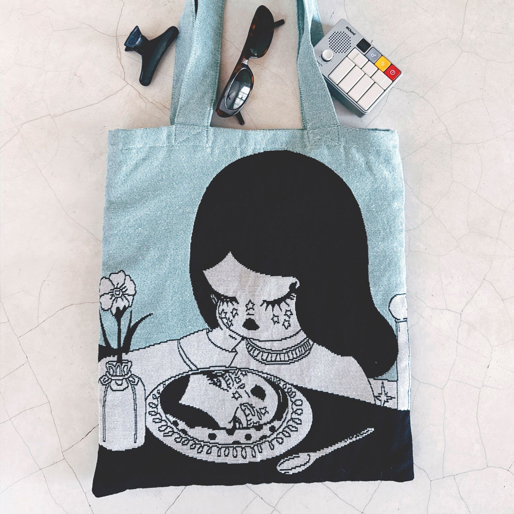 Valfre Tear Blue woven tote bag at Miss Behavin'