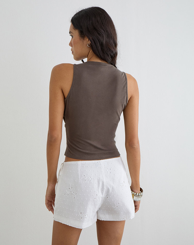 Motel Rocks Kanara Wrap Mini Skort Broderie white cotton skirt at Miss Behavin'