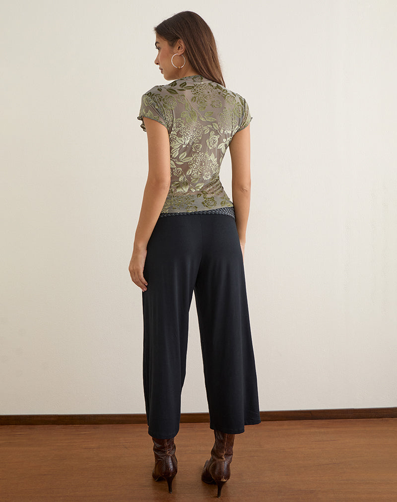 Motel Rocks Jiwon Keyhole Top in Burn Out Mesh Olive at Miss Behavin'