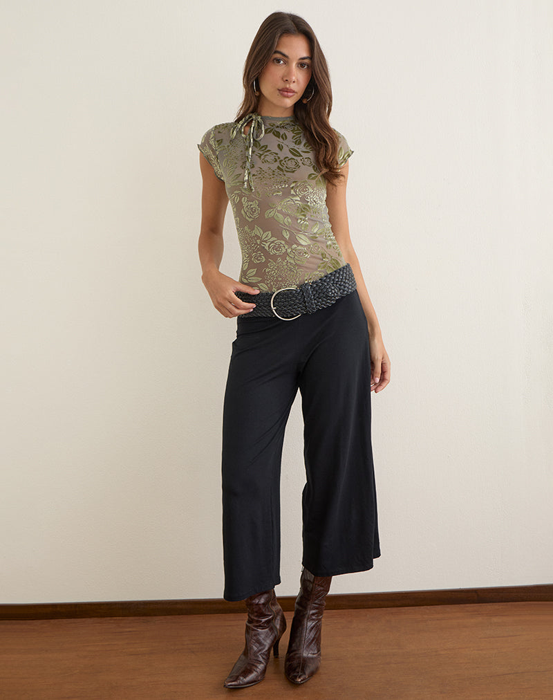 Motel Rocks Jiwon Keyhole Top in Burn Out Mesh Olive at Miss Behavin'