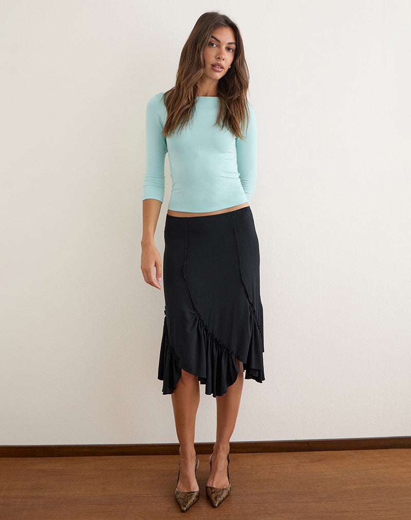 Motel Rocks Sumiatun Midi Skirt in black jersey at Miss Behavin'