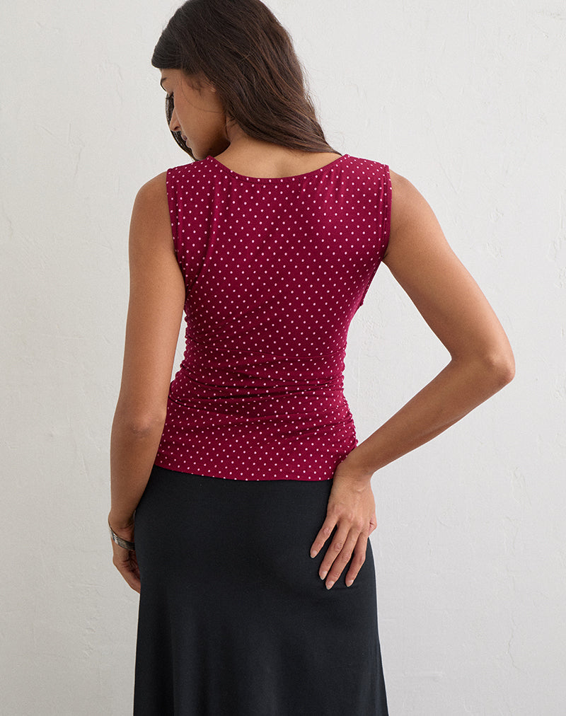 Motel Rocks Kaia Top in micro polka wine at Miss Behavin'