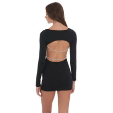 Load image into Gallery viewer, Pearl Open Back Bodycon Dress in Black